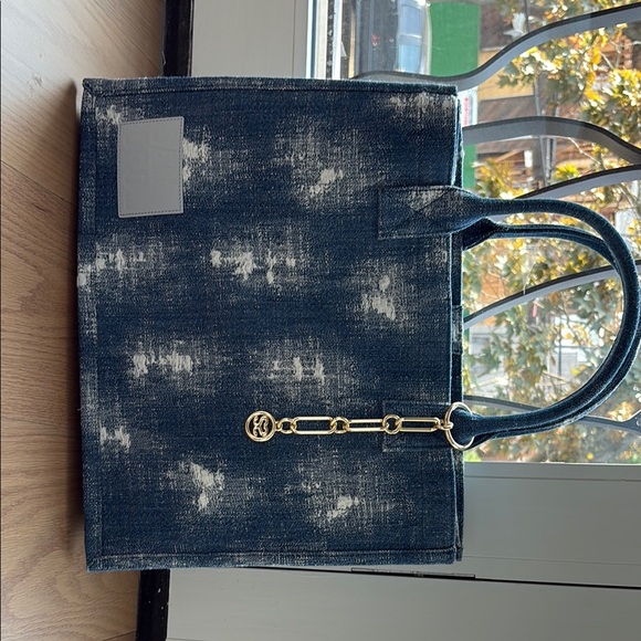 Sandro Denim Tote Bag with Gold Accents - Picture 2 of 6